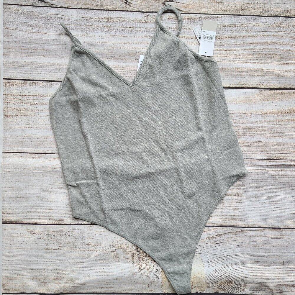 BP Bodysuit Ribbed V-Neck Tank Gray Size XL